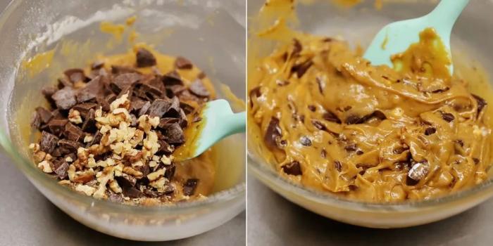 加入巧克力和核桃